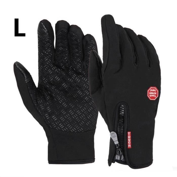 Ywei Gants moto vélo imperméable chaud conduire gants pour hommes et femmes noir L