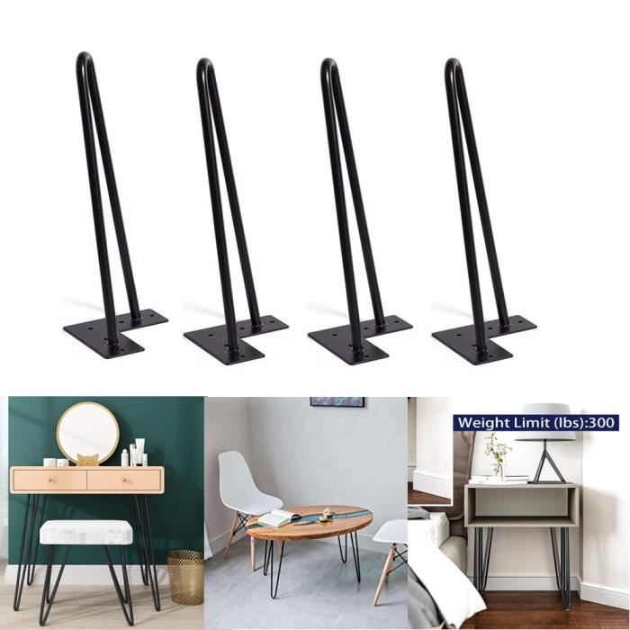Lot de 4 Pieds de Meuble Bricolage pour Table Basse Tiroir Chaise table de chevet, avec Vis + Protège Pieds (40cm)