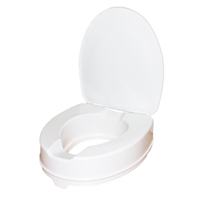 Rehausseur WC - Hauteur 10 cm - Avec abattant - Ataptable aux toilettes