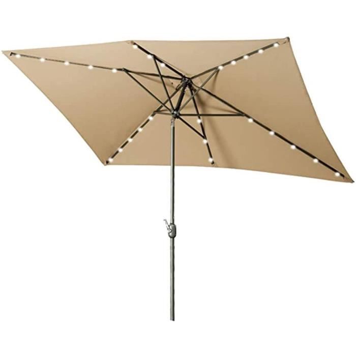 PARASOL YRRA Patio Jardin Parasol,Parasol déporté inclinable Rotatif-Inclinable, Eclairage 24 LED Etanche à340