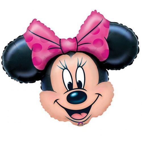Ballon tête de Minnie noeud rose Non Gonflé