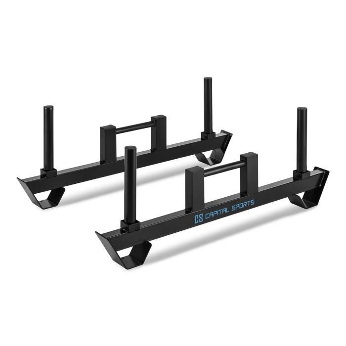 CAPITAL SPORTS Pawner Farmers Walk Barres haltères Heavy Duty Bars 2 pièces - noir