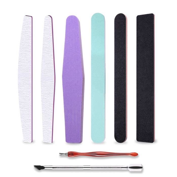 8 Pcs 6 Formes Professional Lavable Double Face Lime à Ongles bloc à cuticules en acier inoxydable pour la manucure et un salon