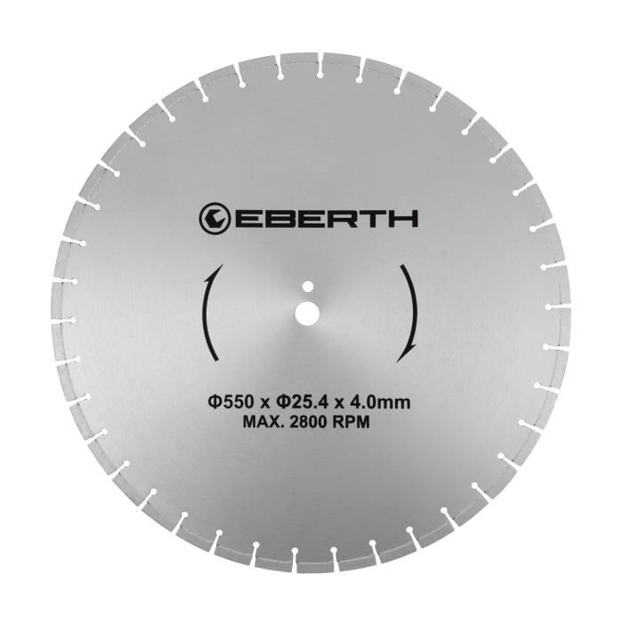 EBERTH TC3-D550 Disque à tronçonner en diamant (diamètre 550 mm, alésage 25,4 mm, épaisseur de lame 4,0 mm, régime max. 2800 tr-min)
