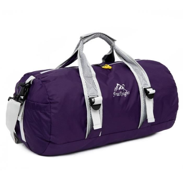 Sac de Sport Fitness Pliable Voyage de Sac Gym étanche Sac Bandoulière à Main Camping Violet 49x25x24cm