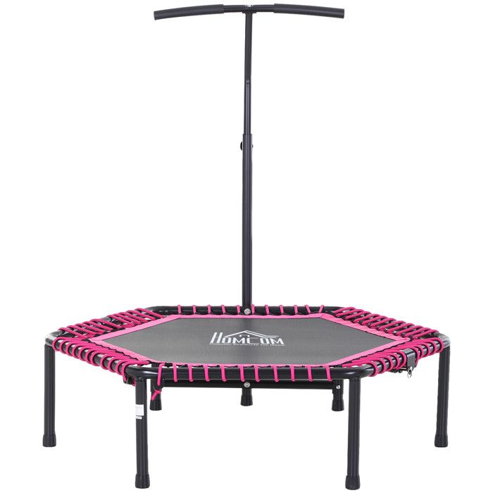 HOMCOM Trampoline de Fitness / Gymnastique Pliable haute performance Ø 122 cm élastiques Bungee guidon hauteur réglable 122-138 cm