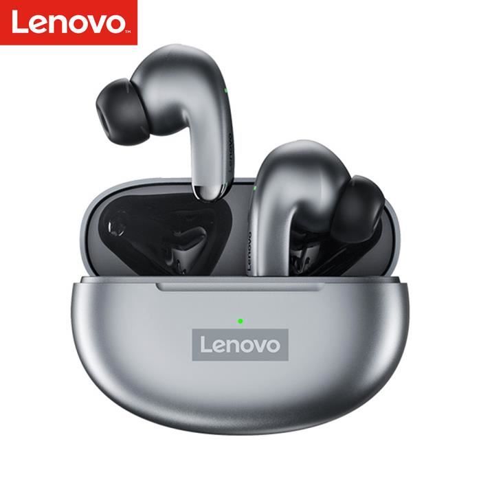 Écouteurs sans fil Lenovo LP5 BT5.0 Couplage à faible latence Annulation du bruit Écouteurs de sport Wateroof 13mm Pilote Argent