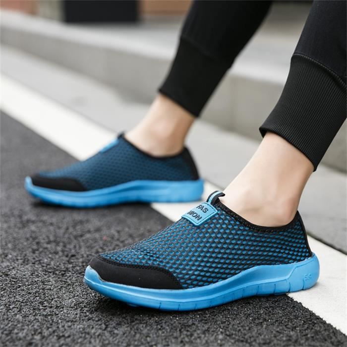 chaussures de sécurité Baskets à enfiler en tissu à mailles pour couple Baskets respirantes légères et décontractées Chaussures