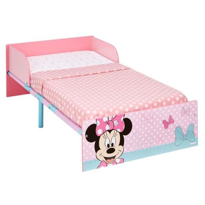 Lit enfant motif Disney Minnie coloris rose - Dim : L 143 x l 77 x H 43 cm
