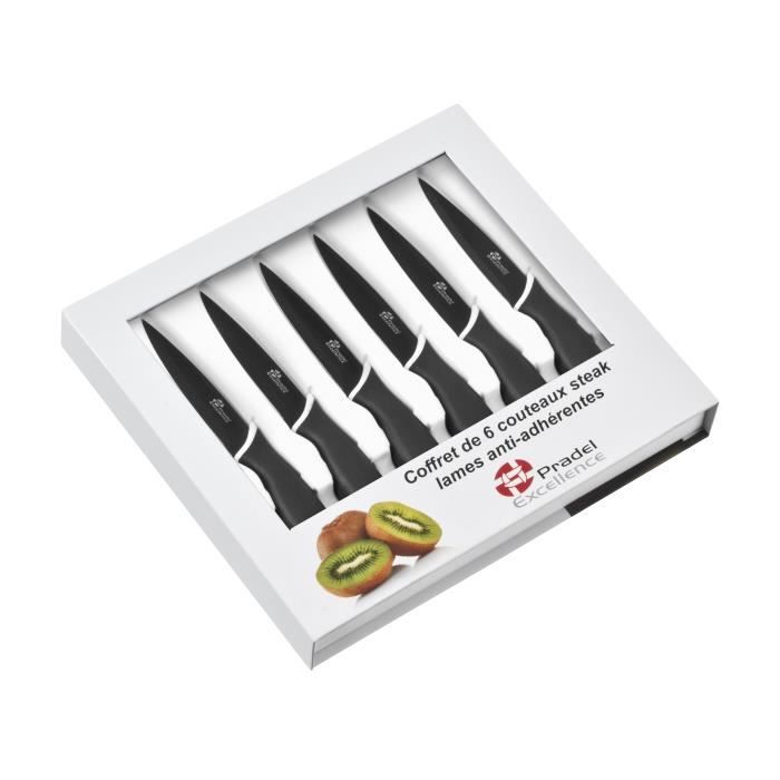PRADEL EXCELLENCE Coffret de 6 couteaux à steak CC006N lame 10cm noir