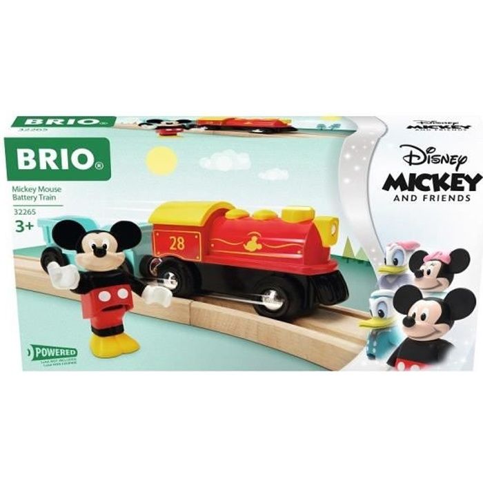 DISNEY Brio Train à pile Mickey Mouse - Train sans pile pour circuit de train en bois - Ravensburger - Dès 3 ans - 32265