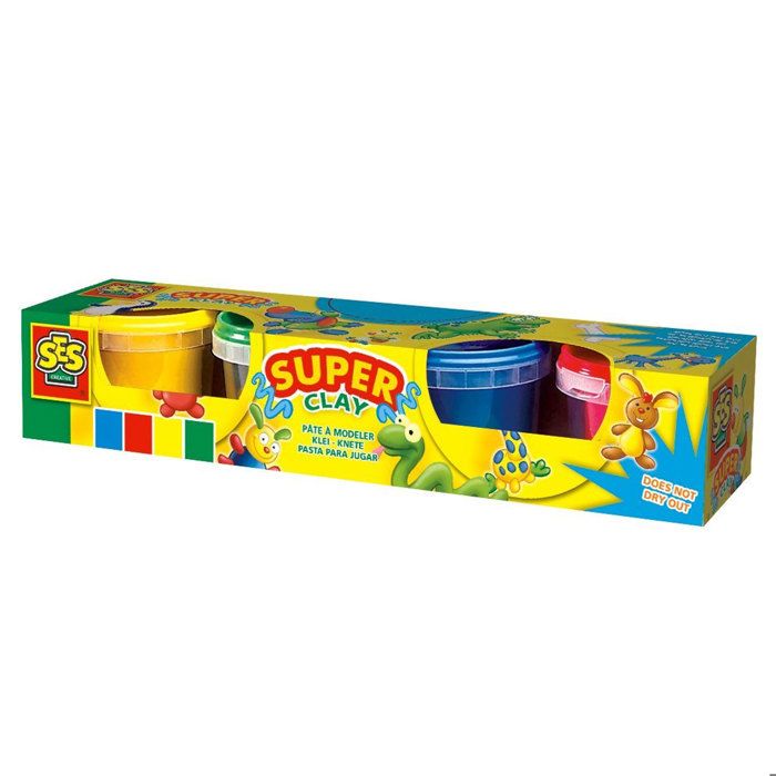 SES CREATIVE Lot de 4 pâtes à modeler - 90g