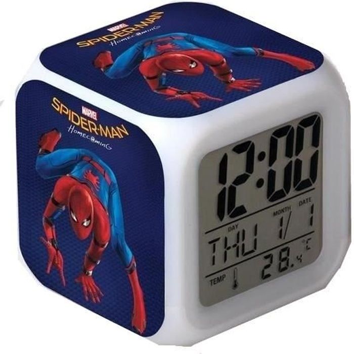 SPIDERMAN Réveil Enfant Color Changing - Rétro-éclairé