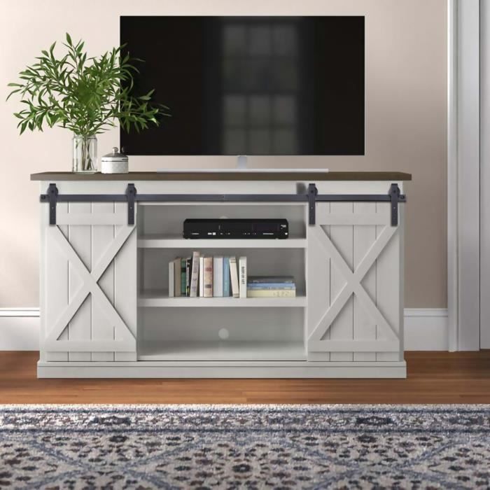 Rail porte coulissante - Accessoires de rail de suspension pour double porte - Porte de grange, porte TV, porte armoire (1.5 m)