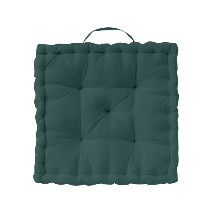 TODAY Coussin de sol Coton - 50 x 50 x 12 cm - Vert émeraude