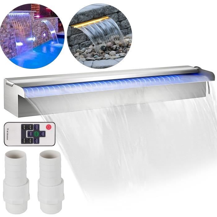 Fontaine de la Piscine - VEVOR - Lame d'Eau pour Piscine avec LED 60cm - Contrôle à Distance