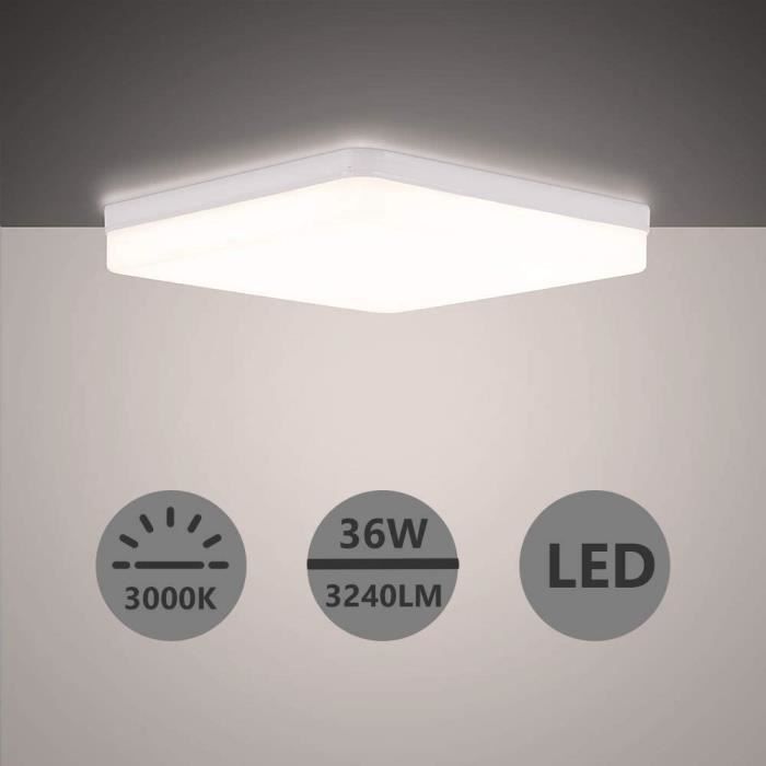 Yafido Plafonnier LED 36W Blanc Froid 6500K 3240LM Ultra-mince Moderne Facile à installer Ø23*23*4cm