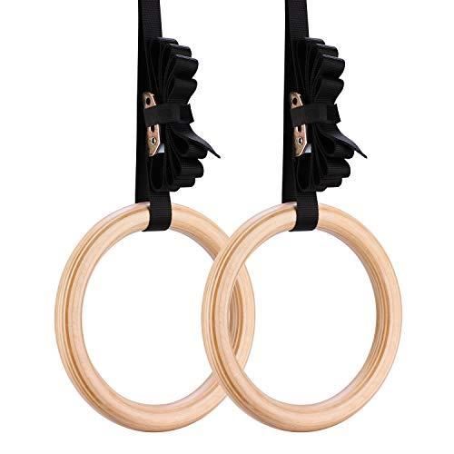 Yimidear® Gym Anneaux Gymnastique en Bois de Bouleau Réglable Professionnel Gymnastic Crossfit Strength Fitness Exercice