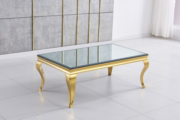 table basse baroque gold effet verre miroir 120x70x45 cm