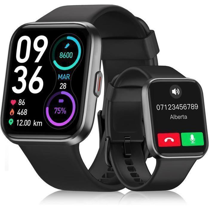 Montre Connectée Femme Homme Avec Appel Bluetooth - 1,3" Smartwatch De Fitness - IP68 Étanche Pour Android IOS - Téléphonie