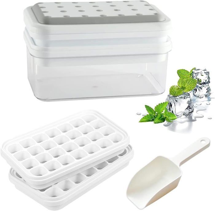 Bac à Glaçons Avec Couvercle, Bacs à Glaçons Empilables Et Flexibles, Pour Boissons Fraîches, Whisky Et Cocktails