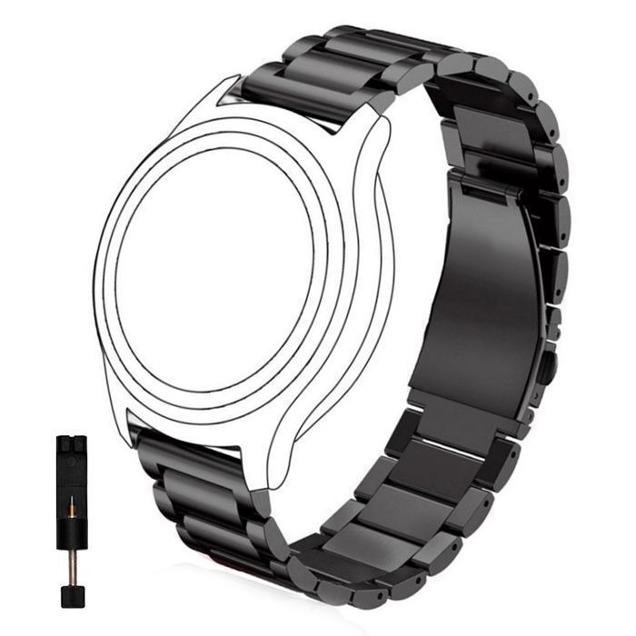 Bracelet en acier Métal Noir compatible pour Samsung Galaxy Watch6 Classic 43 mm avec Kit outils - Juanio