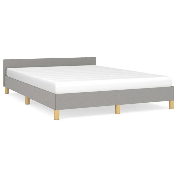 Cadre de lit double - avec tête de lit - Gris clair 140x190 cm - Tissu LL154780