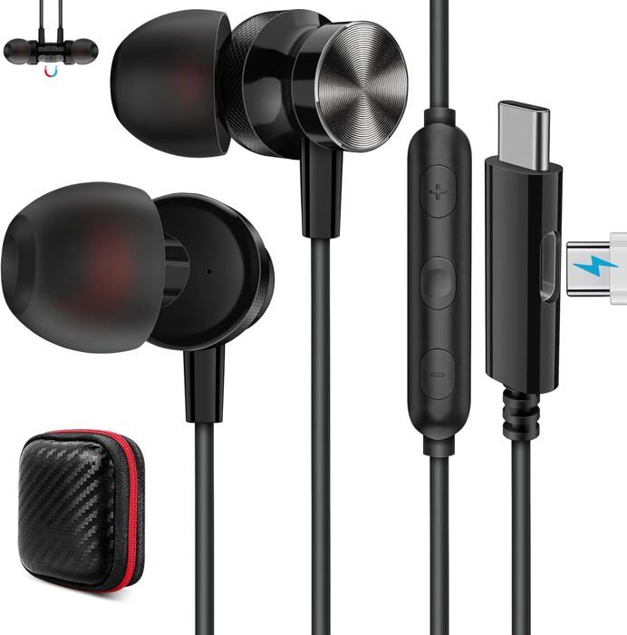 2 Paires D'écouteurs Filaires USB-C Avec Micro - Compatible IPhone 15/16, Samsung Galaxy, IPad - Stéréo, Contrôle Volume