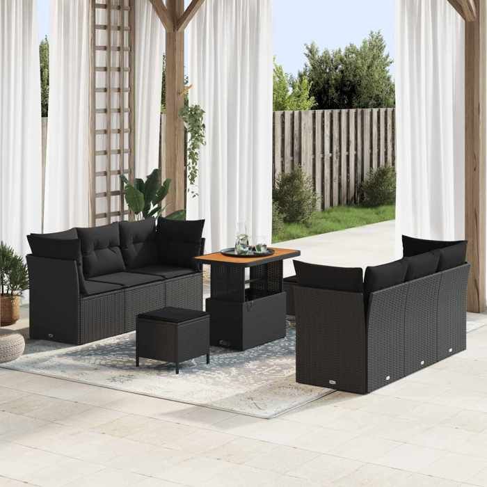 vidaXL Ensemble de canapé de jardin avec coussin 9 pcs polyrotin - vue 2