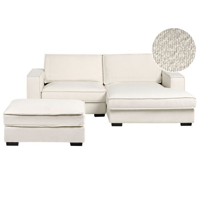 Canapé dangle KOLDING Tissu Beige clair avec ottoman Côté gauche Canapé dangle KOLDING Tissu Beige clair avec ottoman Côté gauche