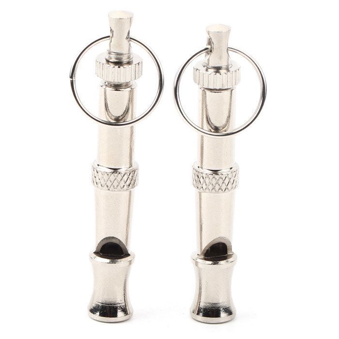 Lot de 2 sifflets à ultrasons en acier inoxydable outil de dressage portable pour chiens pigeons oiseaux BAGUETTE DE DRESSAGE