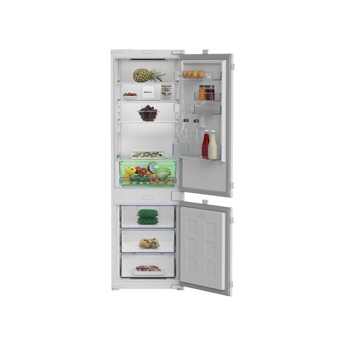Refrigerateur Integrable Combine Froid ventile AeroFlow Volume total litres : 270 194 + 76 Classe E Alarme de porte ouverte 3 tiroirs Bac a glacons 1 bac a legumes 3 clayettes verre ajustables - vue 4