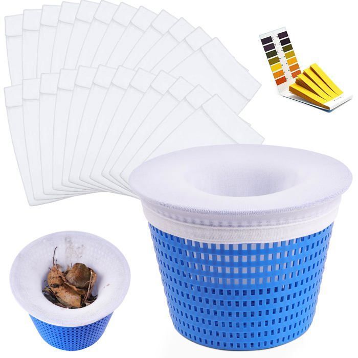 Chaussette Skimmer Piscine 24 Pièces Chaussettes Filtre Piscine Réutilisable Net Skim Nylon Élastique Filtration Fine YYV