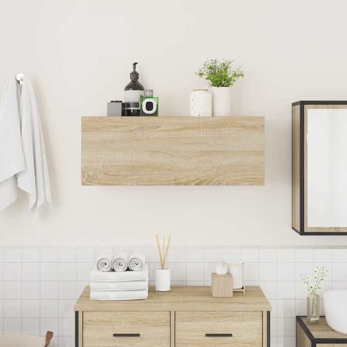 Armoire murale de salle de bain - vidaXL - Chêne sonoma - Bois dingénierie - 80x25x30 cm - Capacité 60 kg