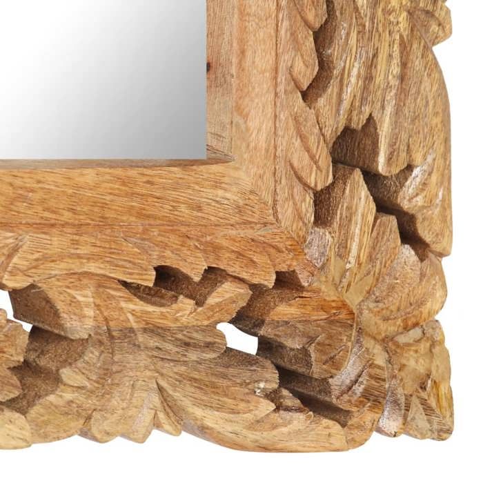 Miroir sculpté à la main en bois de manguier - MEUBLECHIC - 110x50 cm - Brun - Bois massif - Artisanal - Motif sculpté