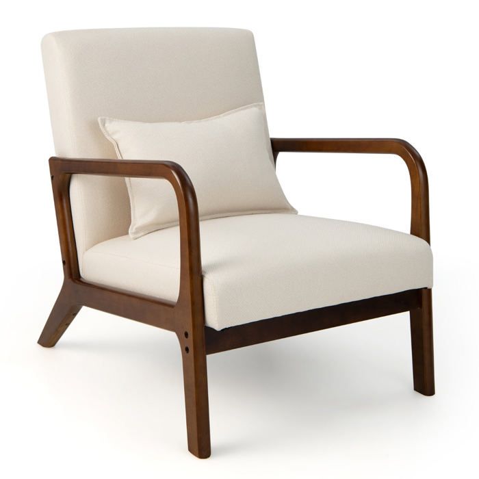 Fauteuil lounge - HELLOSHOP26 - 79x65x77 cm - Dossier inclinable 102° - Coussin lombaire déhoussable - Patins antidérapants