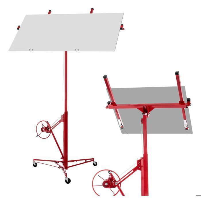LINHOO Lève-Plaques Pliable 68 kg Hauteur 140-350 cm Inclinaison 60° 3 Roues avec Frein pour Plaques de Plâtre