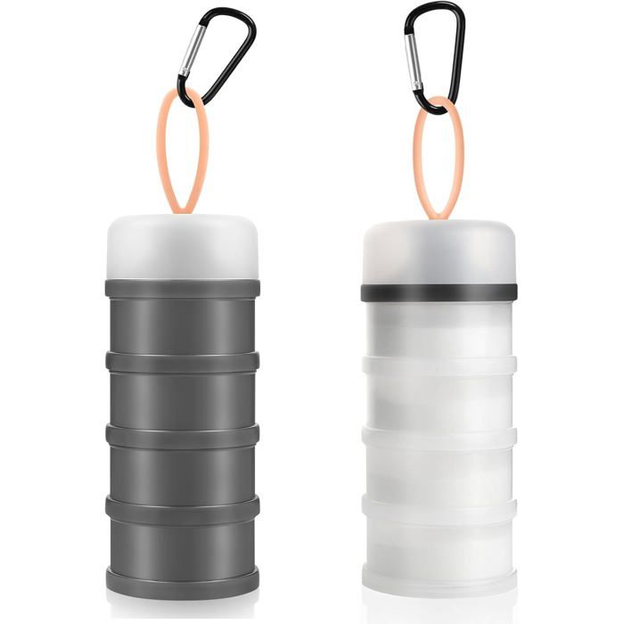 Distributeur Poudre Protéine 4 Compartiments Empilables Lot de 2 Contenant Portatif Pour Sport Fitness Voyage