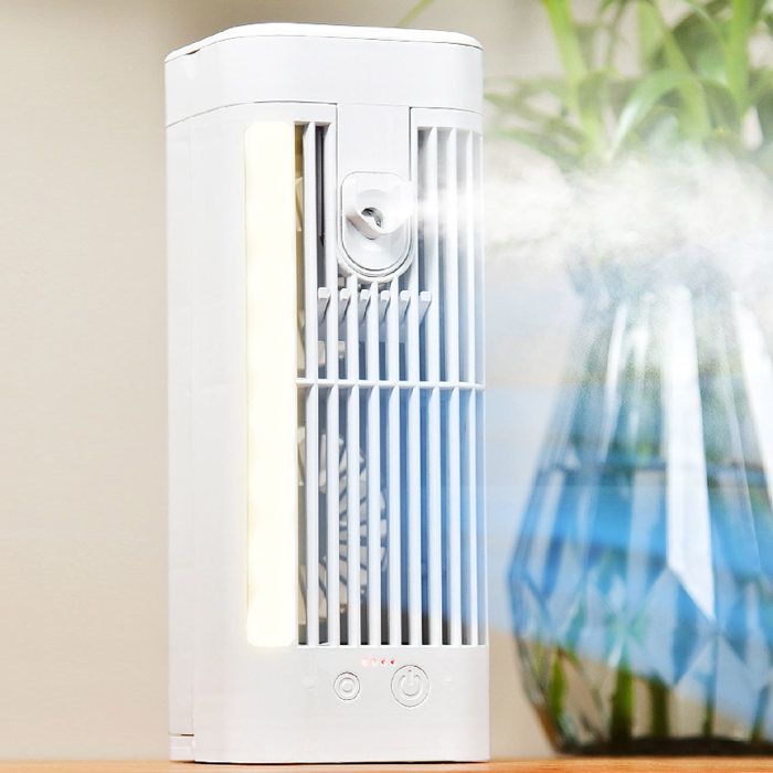 Ventilateur climatiseur de table – USB 3 vitesses brumisation lampe veilleuse – 8 5 cm