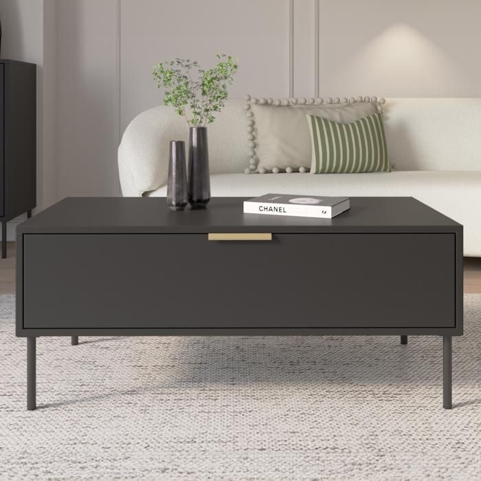 Table basse avec tiroir – VENA – noir – 100x50 cm