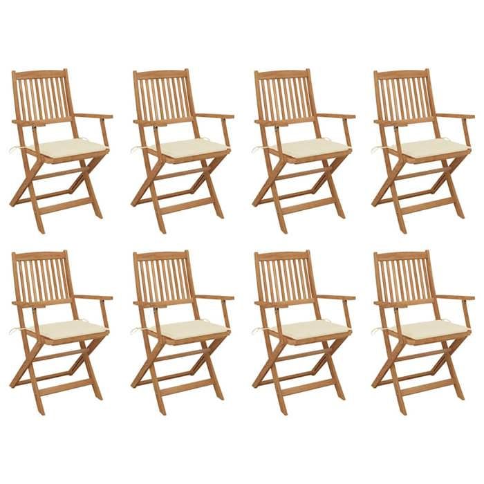 Maison Exclusive - Chaises pliantes avec coussins 8 pièces en bois dacacia massif