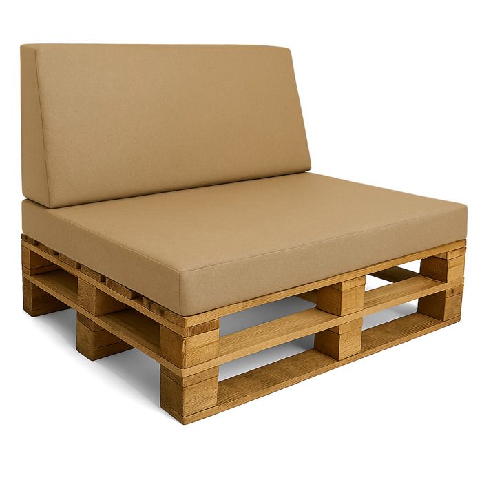 Coussin palette jardin assise 120x80 + dossier 120x40 cm intérieur/extérieur beige
