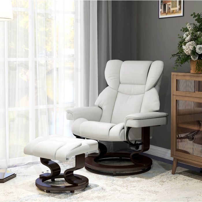 Fauteuil Massant Électrique Inclinable 145° avec Repose-Pieds - ELVMI - Télécommande Simili Cuir Blanc Crème