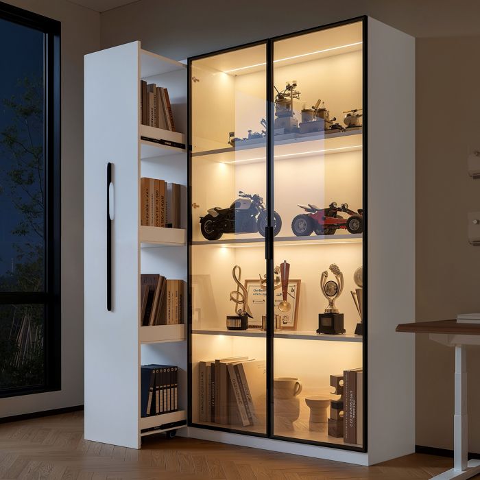 Meuble multifonctionnel 110 tiroir latéral coulissant meuble à roulettes - Armoire haute de style français 110 5 x 35 x 160 cm