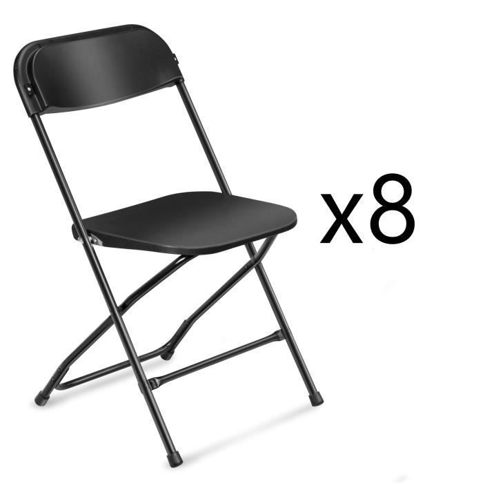 8 pièces chaise en plastique noir jardin conférence fête mariage pliable 8 pièces chaise en plastique noir jardin conférence fête mariage pliable