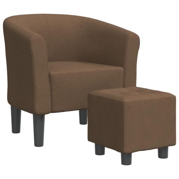Fauteuil cabriolet - ASHATA - Marron - Tissu 100% polyester - Repose-pied inclus - Design contemporain