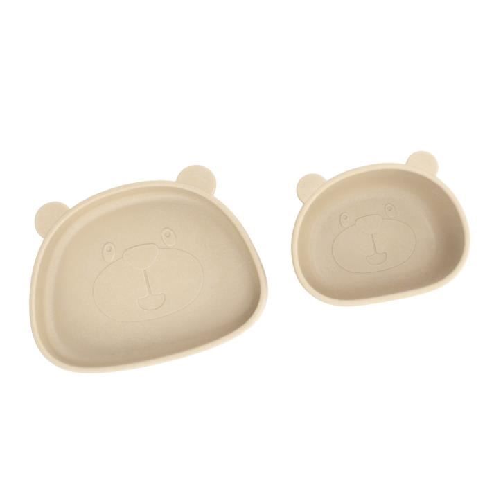 Set De 2 Assiettes Ventouse Bébé PandaEar - Silicone Sans BPA - Divisé Avec Cuillères - Bleu/Vert Crabe