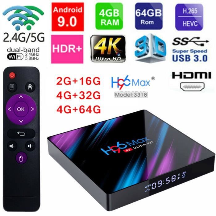 Smart TV Box H96 MAX Android 9.0 TV 4K HDR 4G+64G Bluetooth