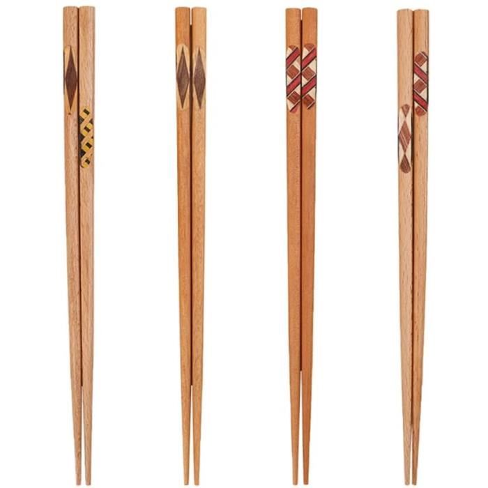 4 paires japonais en bois baguettes sushi baguettes en vrac chinois coréen  chop sticks pour nouilles friture potée extra long[A421] - Cdiscount Maison