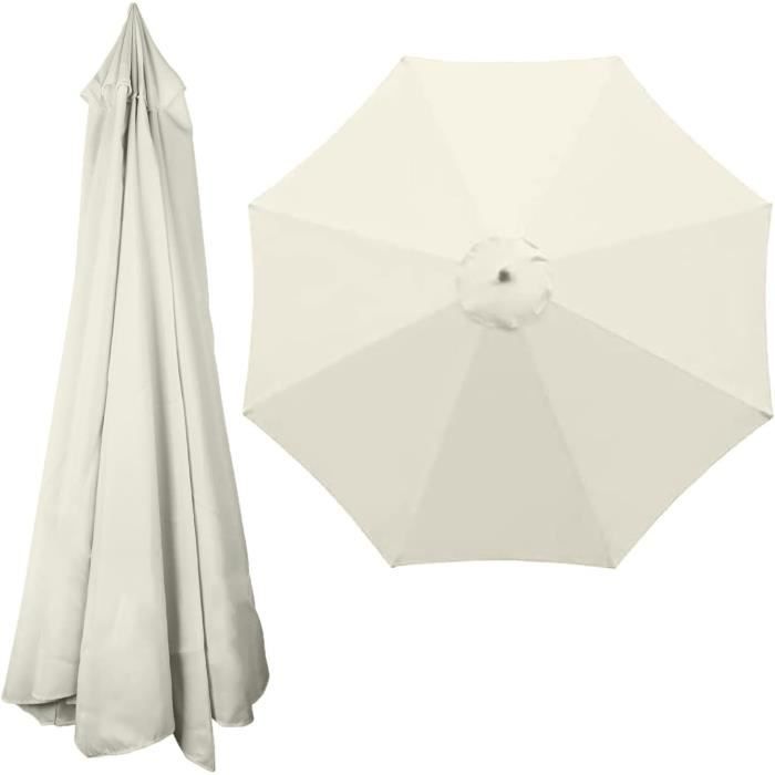 Toile De Rechange Auvent Parasol 8 Baleines - Housse Parasol Extérieur Imperméable Anti-UV Polyester